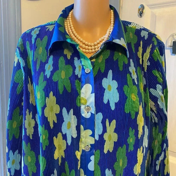 Black History Month Floral Pleated Casual Button Up Shirt Top Women Plus XXL - Picture 8 of 8